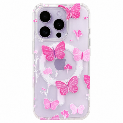 CASE MAGSAFE MARIPOSA ROSA CON STRAP IPH 16 PRO