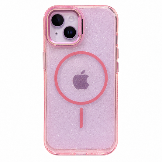 CASE BRILLOS ROSA MGS ANTIGOLPES MAS SOPORTE IPH 13/14/15