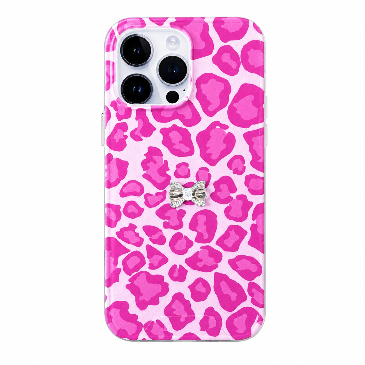 CASE ANIMAL PRINT ROSA CON STRAP LAZO BLANCO IPH 13 PRO MAX
