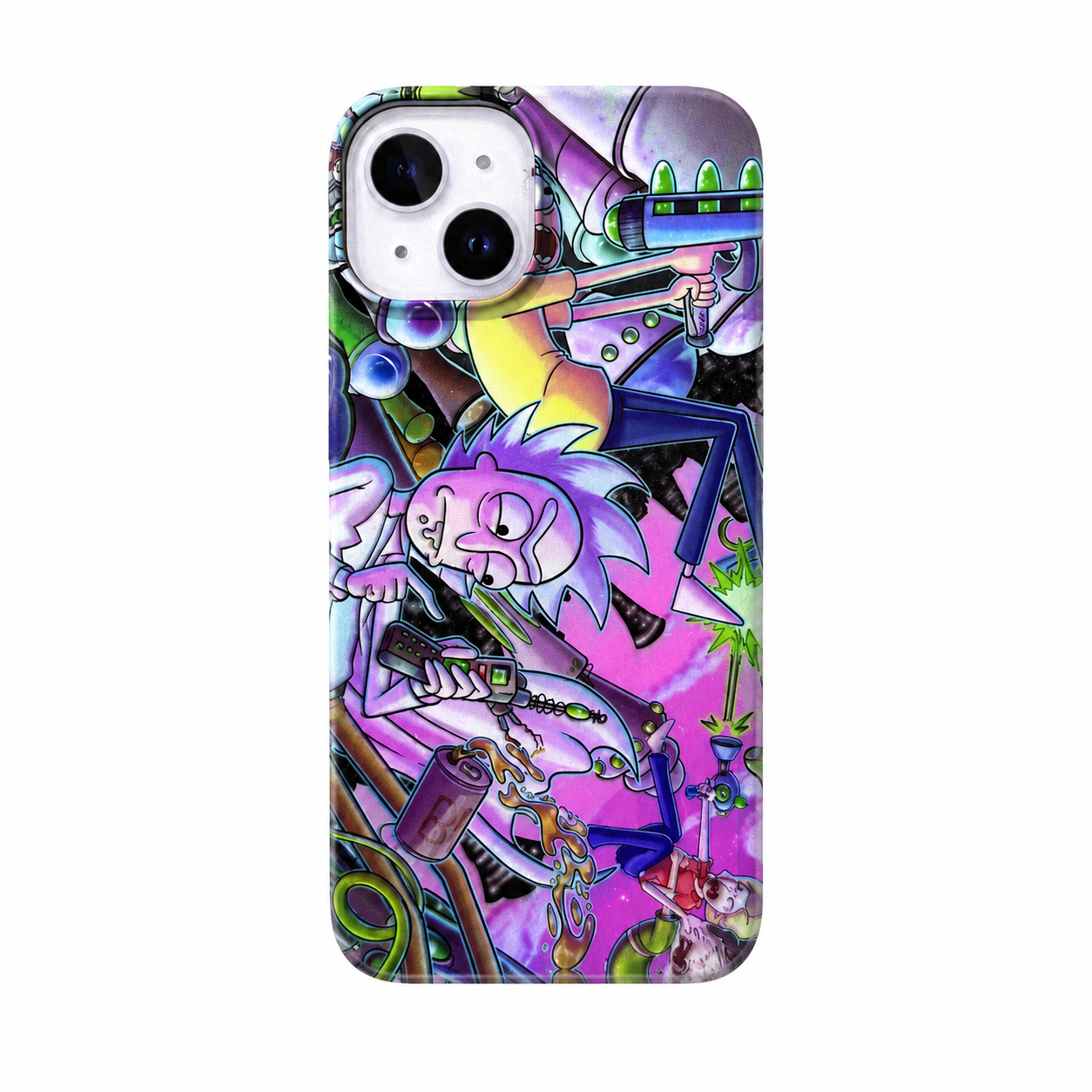 CASE RICKY Y MORTY BORDE VERDE METALICO IPH 13/14