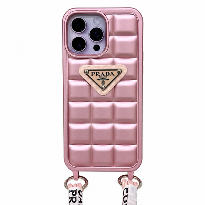 CASE PRADA ROSA MAS STRAP LUXURY IPH 14 PRO MAX