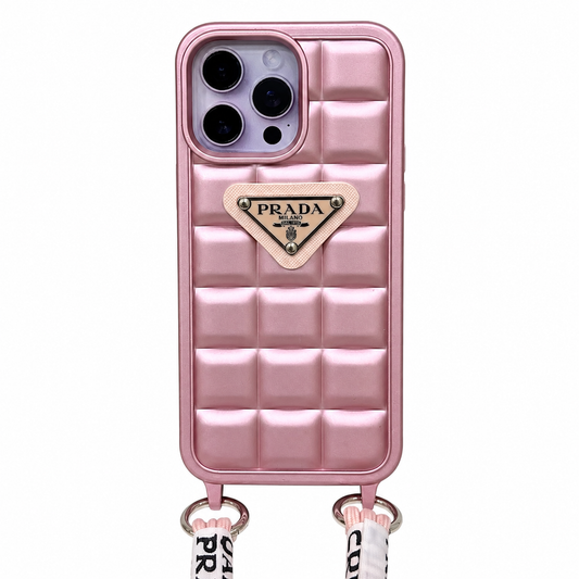 CASE PRADA ROSA MAS STRAP LUXURY IPH 14 PRO MAX