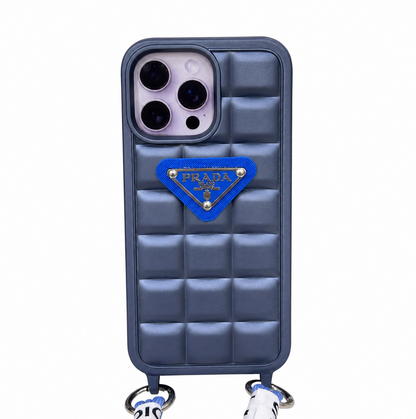 CASE PRADA AZUL MAS STRAP LUXURY IPH 14 PRO MAX