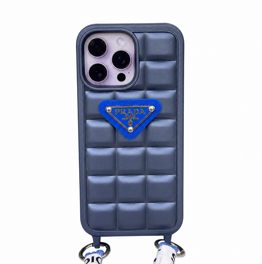CASE PRADA AZUL MAS STRAP LUXURY IPH 14 PRO MAX