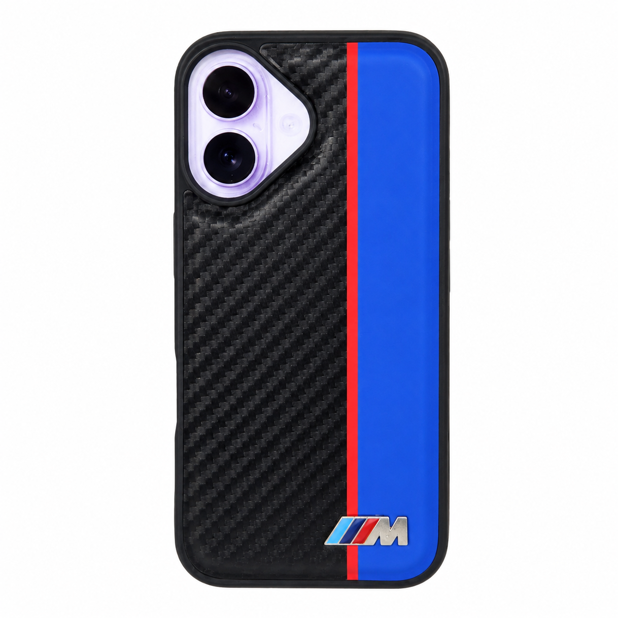 CASE FIBRA Y CUERO AZUL BMW IPH 16