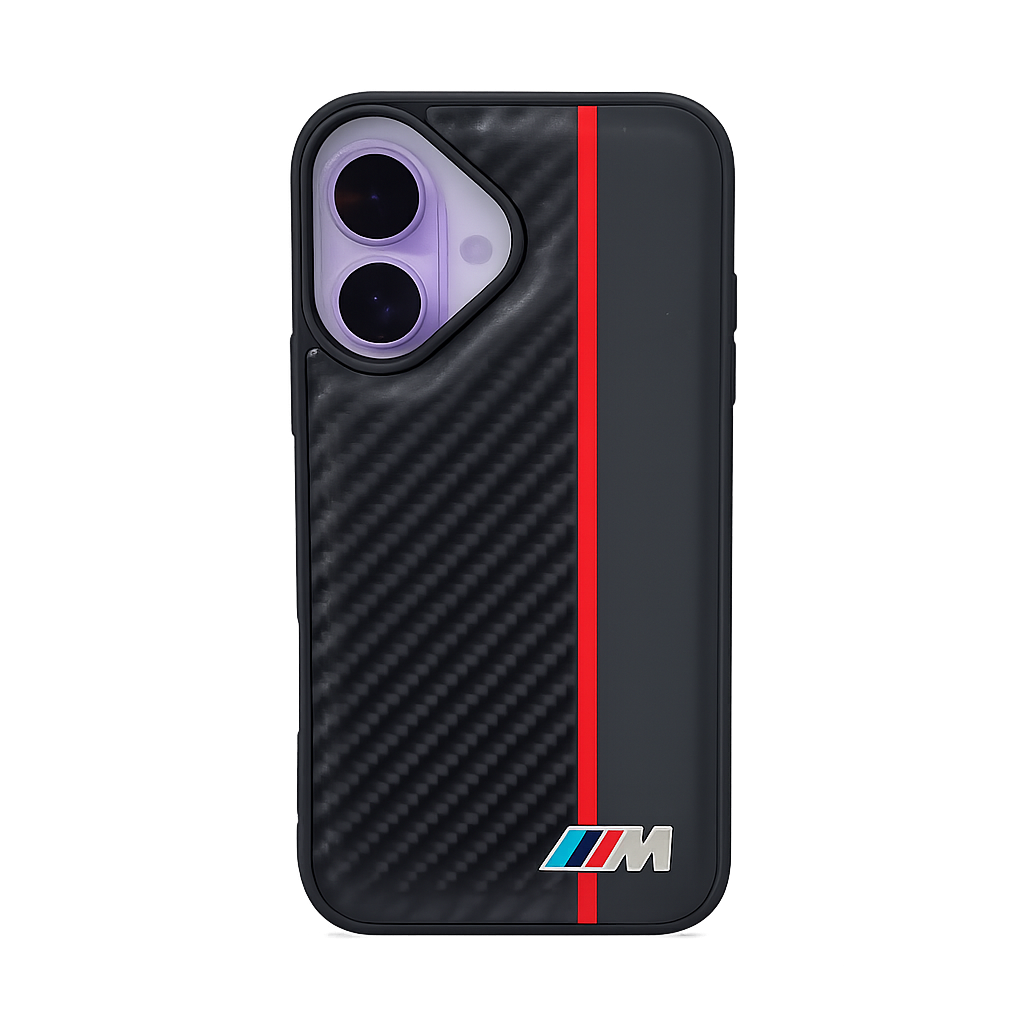 CASE FIBRA Y CUERO NEGRO BMW IPH 16