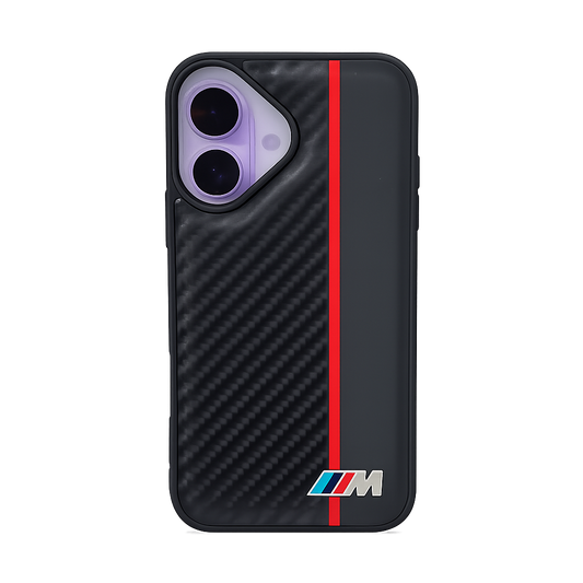 CASE FIBRA Y CUERO NEGRO BMW IPH 16