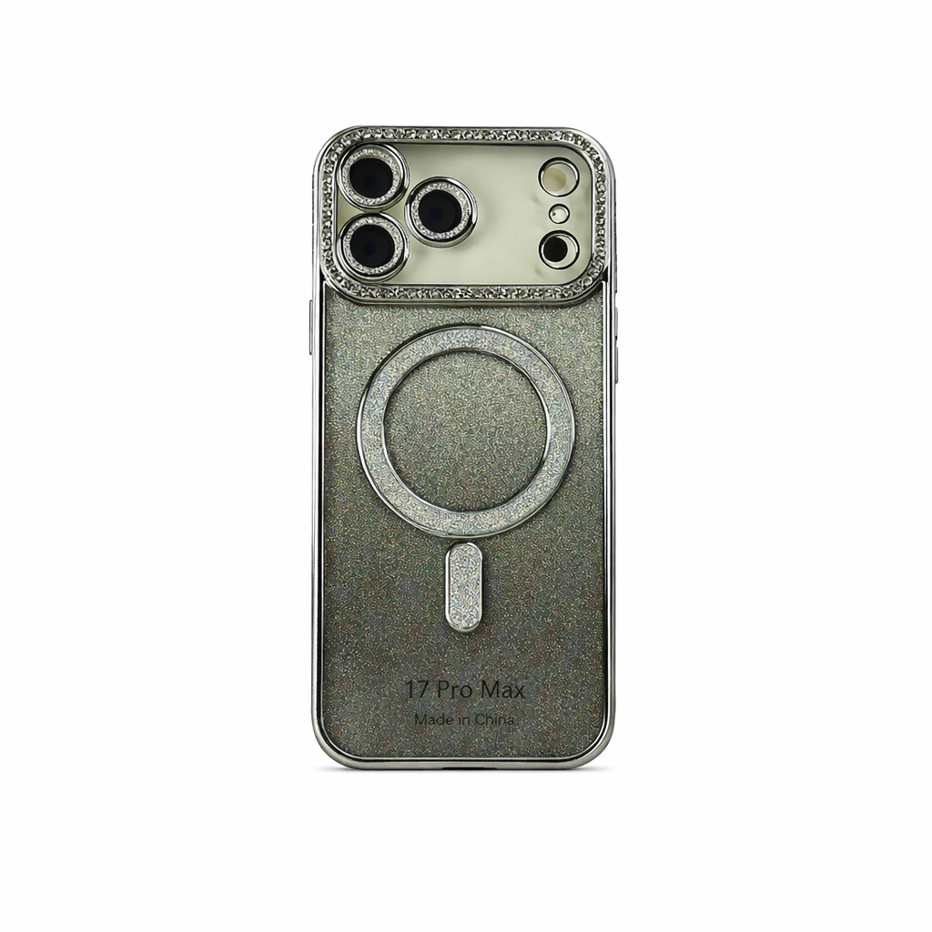 Glitter plateado IPH 17 PRO MAX