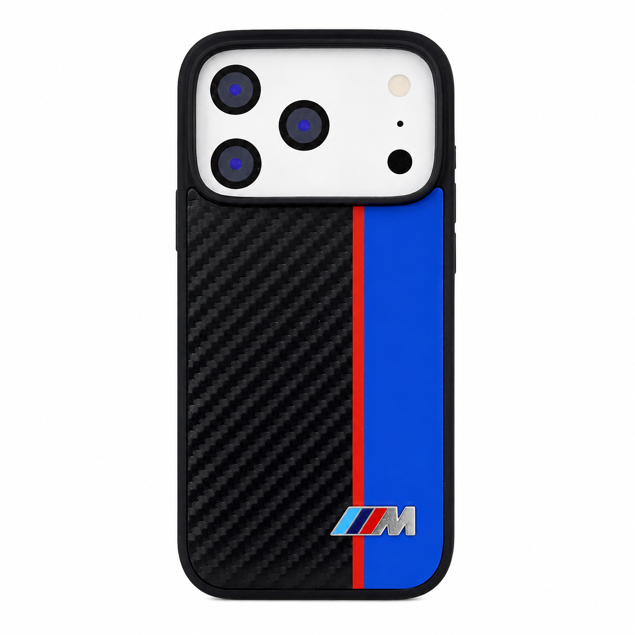 CASE FIBRA Y CUERO AZUL BMW IPH 17 PRO