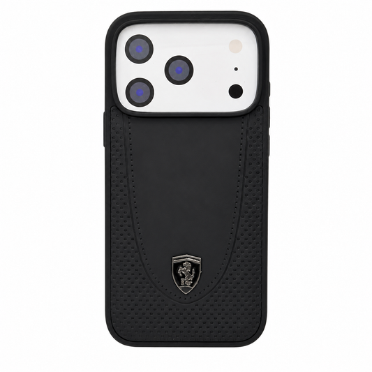 CASE CUERO NEGRO MATE FERRARI IPH 17 PRO