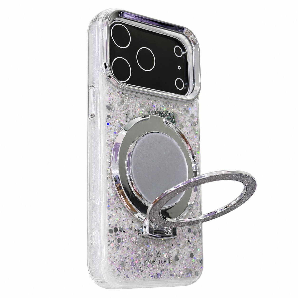 CASE ESPEJO CON SOPORTE PLATEADO IPH 17 PRO
