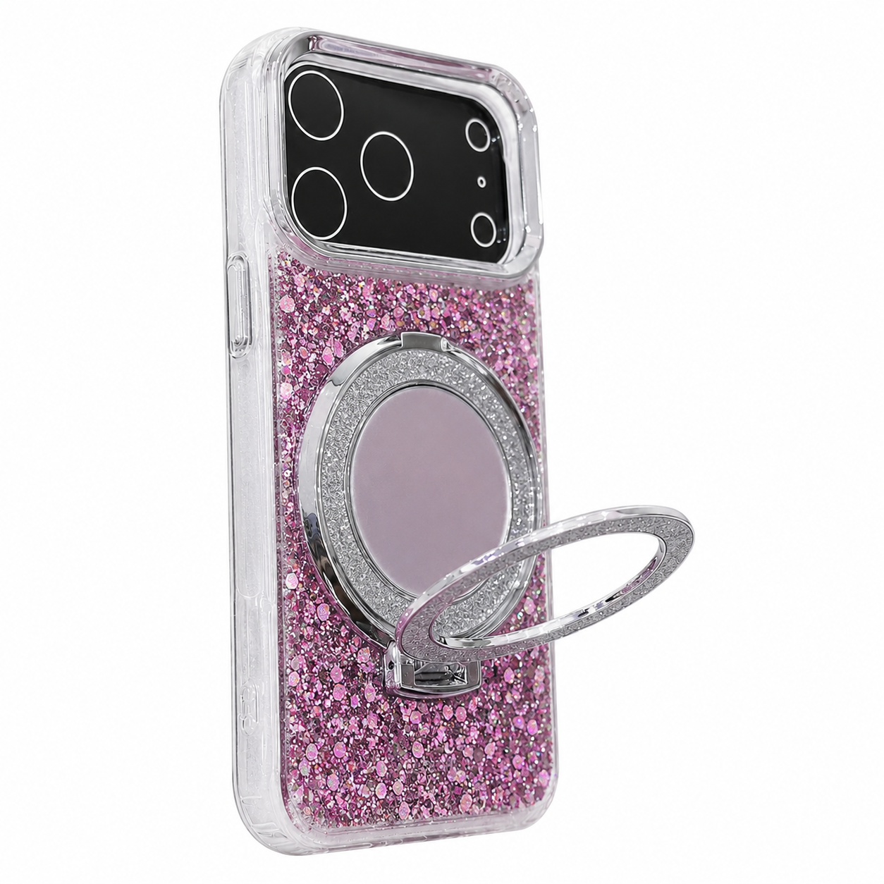 CASE ESPEJO CON SOPORTE ROSA IPH 17 PRO