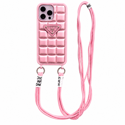 CASE PRADA ROSA MAS STRAP LUXURY IPH 14 PRO MAX