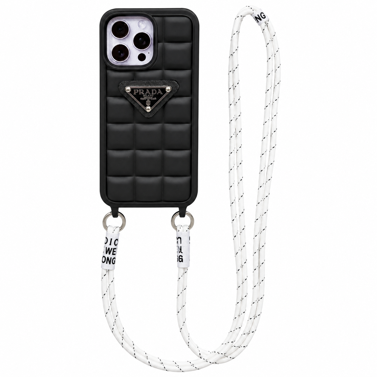 CASE PRADA NEGRO MAS STRAP LUXURY IPH 13 PRO MAX