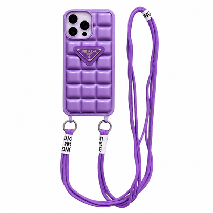 CASE PRADA MORADO MAS STRAP LUXURY IPH 13 PRO MAX