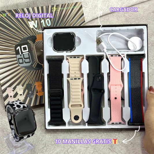 RELOJ INTELIGENTE W10 CON 10 MANILLAS