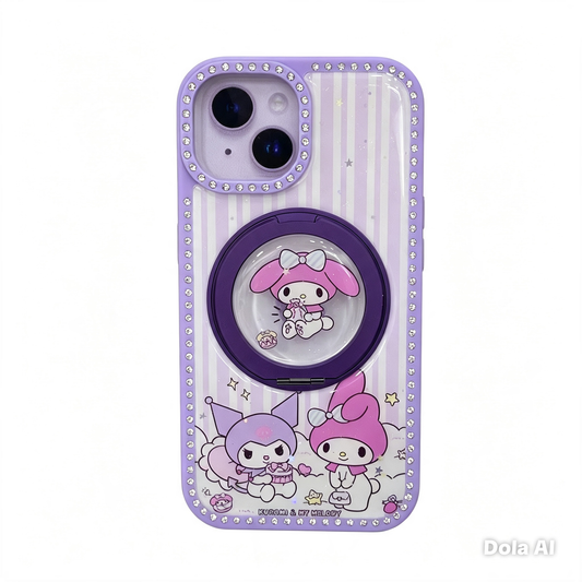 CASE DOBLE MGS SOPORTE 360 KUROMI Y MY MELODY IPH 13/14/15