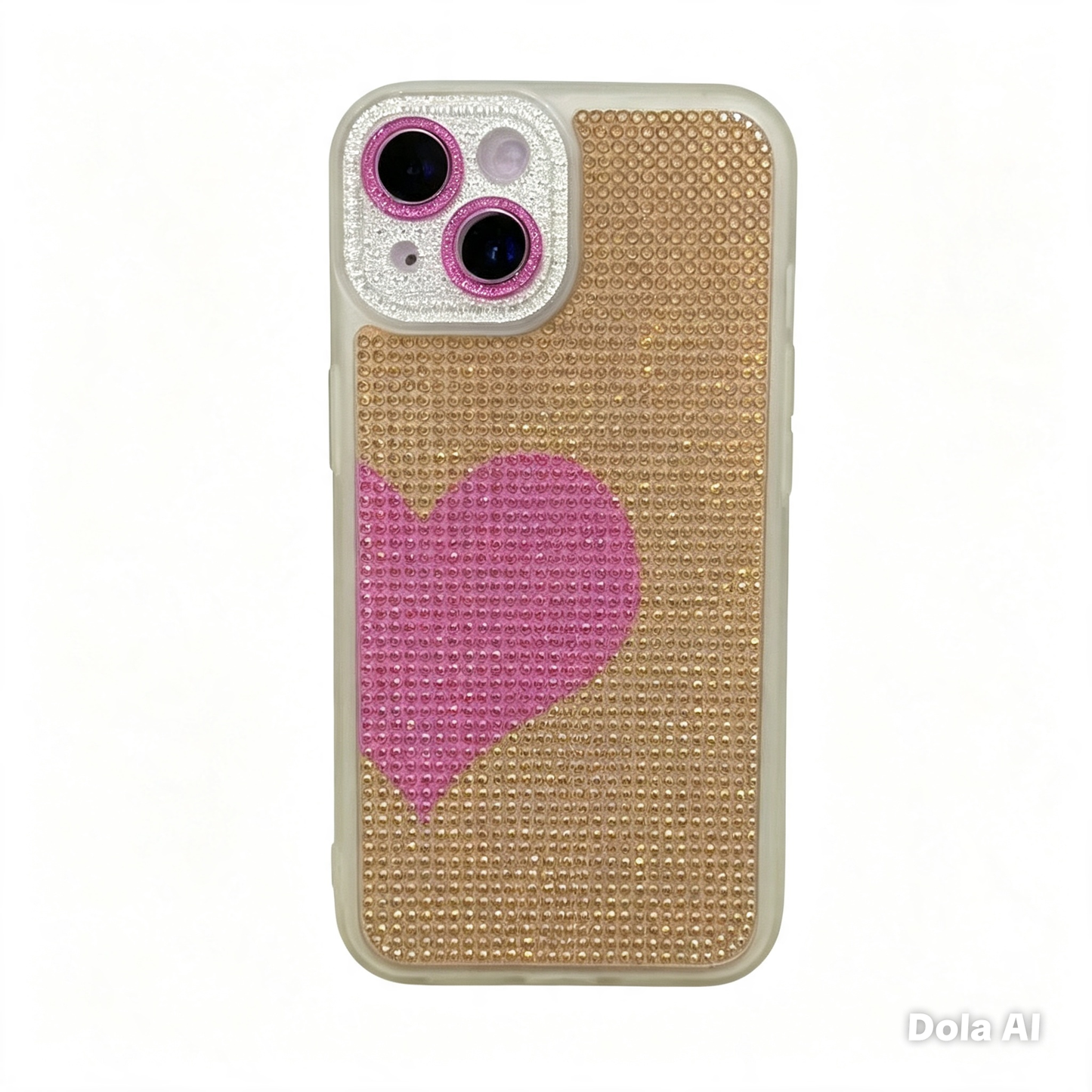 CASE MEDIO CORA BRILLOS ROSADO IPH 13/14/15