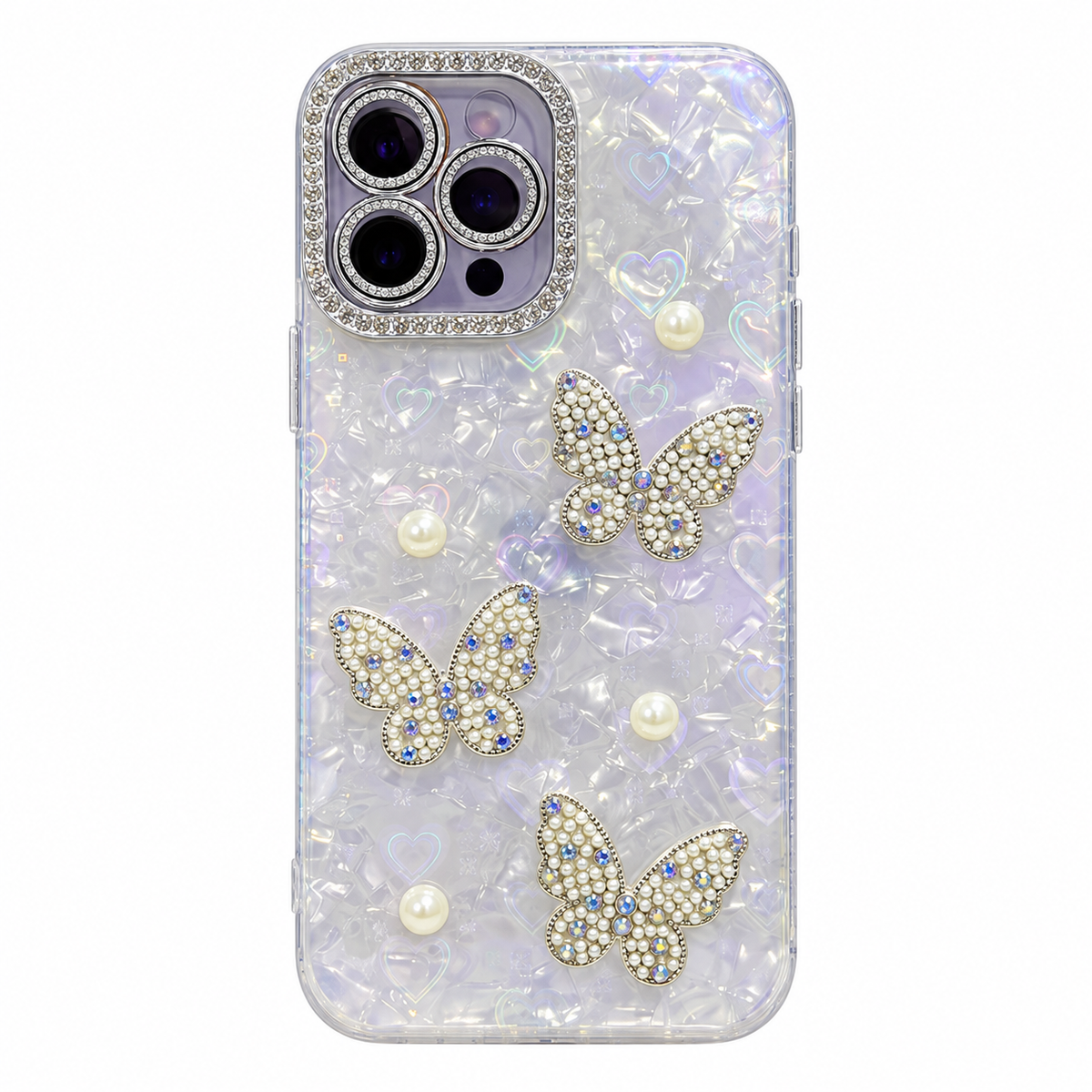 CASE MARMOL MARIPOSA PLATA IPH 12 PRO MAX/13 PRO MAX