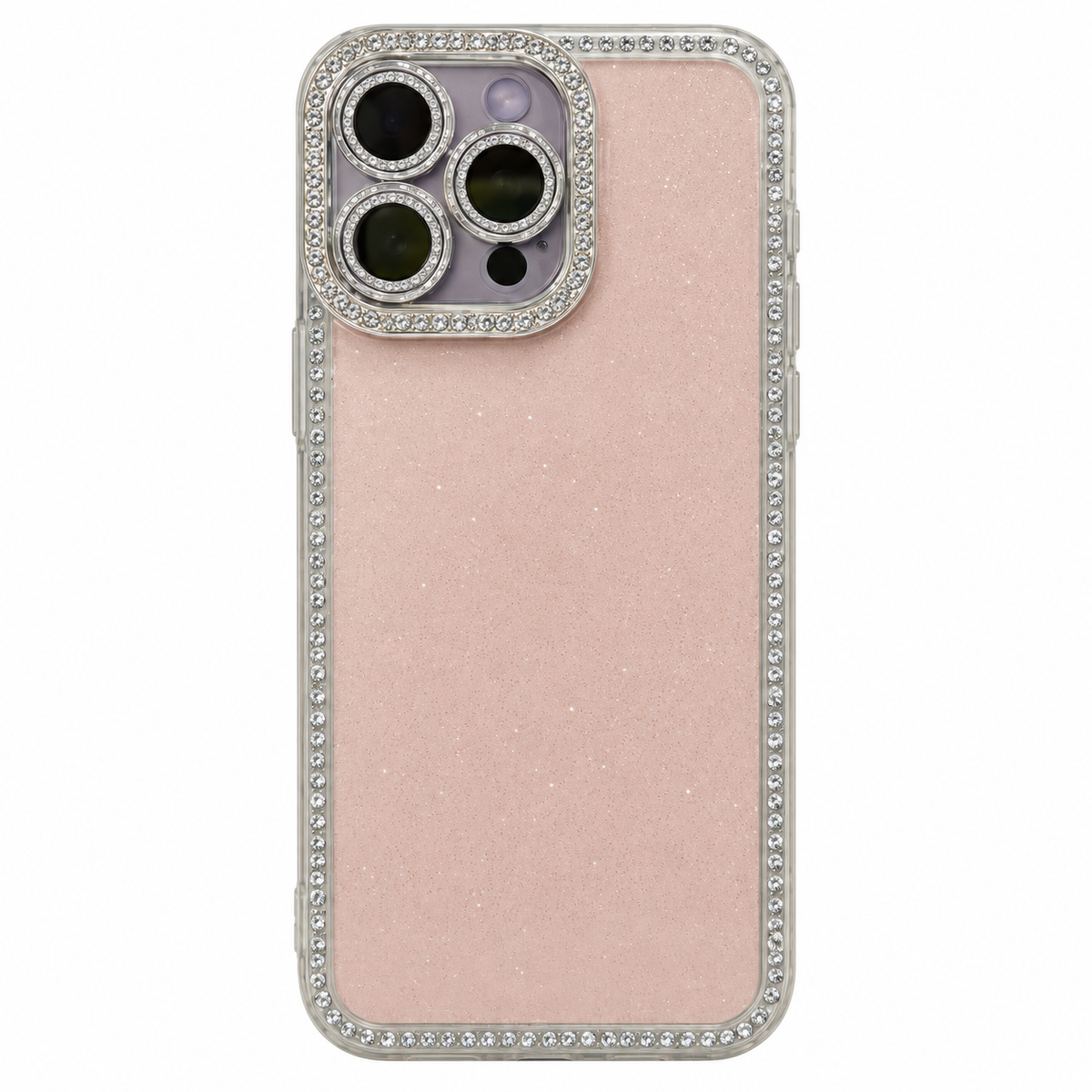 CASE BORDE DIAMOND ROSA CON STRAP IPH 15 PRO MAX