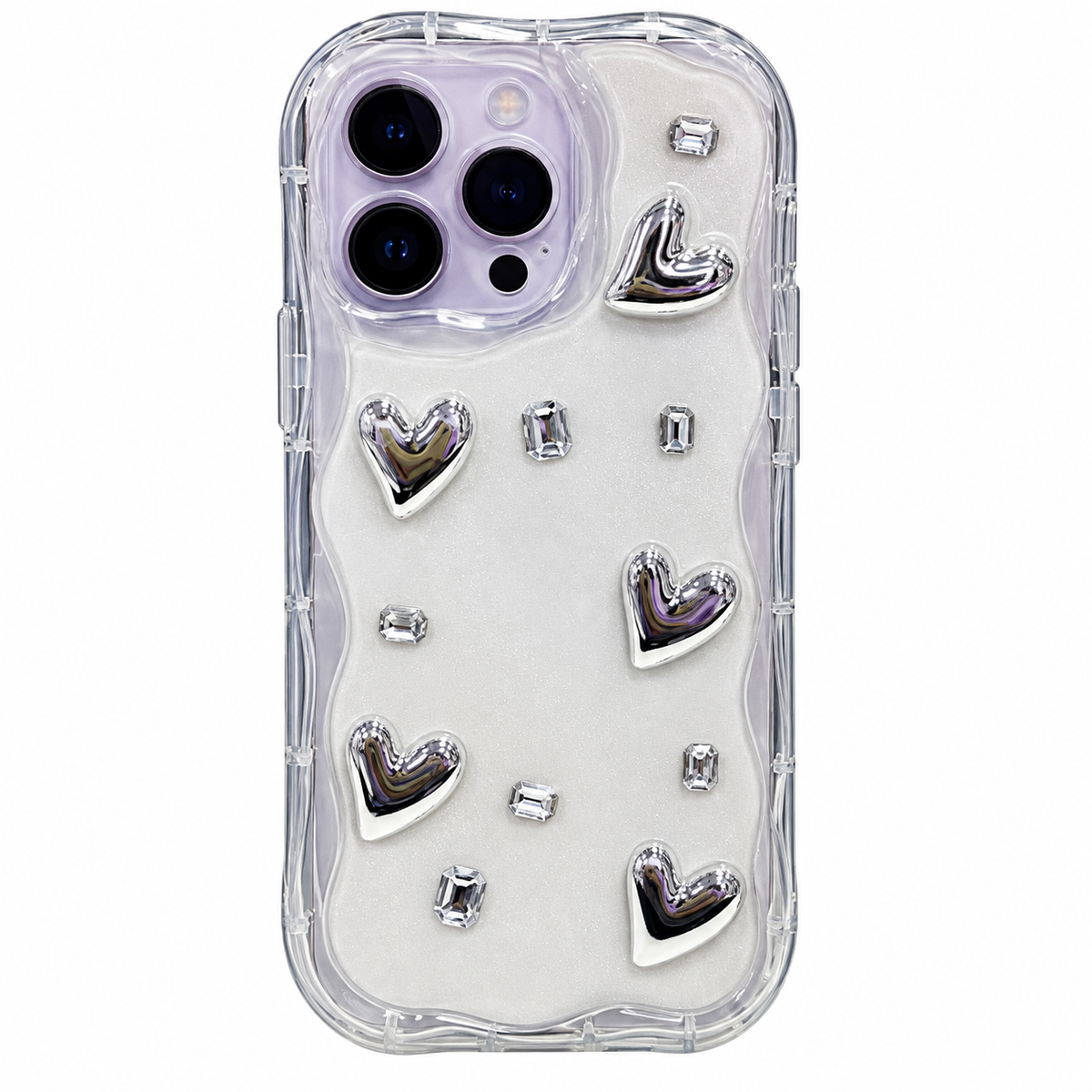 CASE MARMOL CORAZONES PLATA IPH 14 PRO MAX