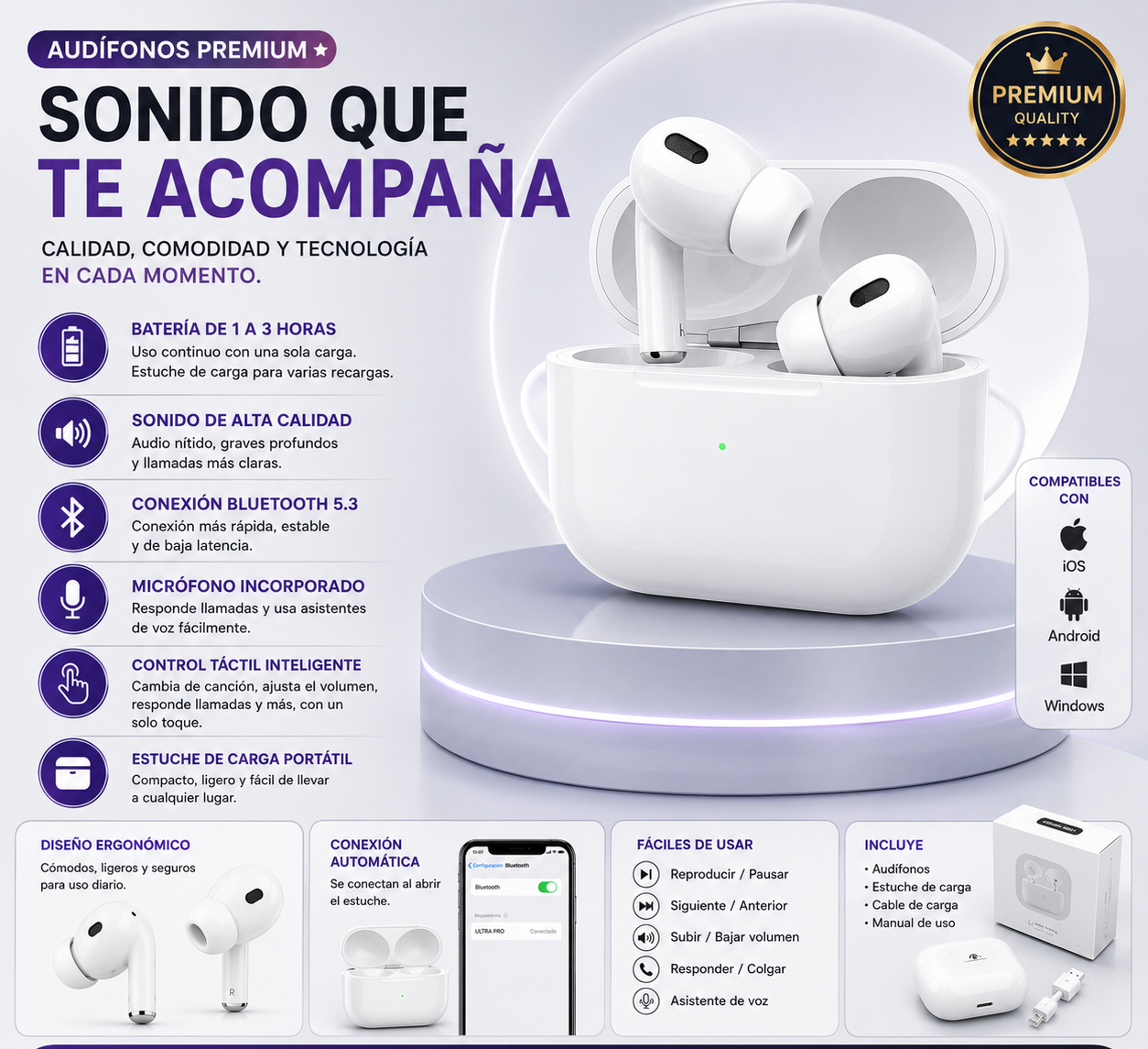 Kit Todo en 1: Reloj Ultra + Audífonos GRATIS + Carga Completa