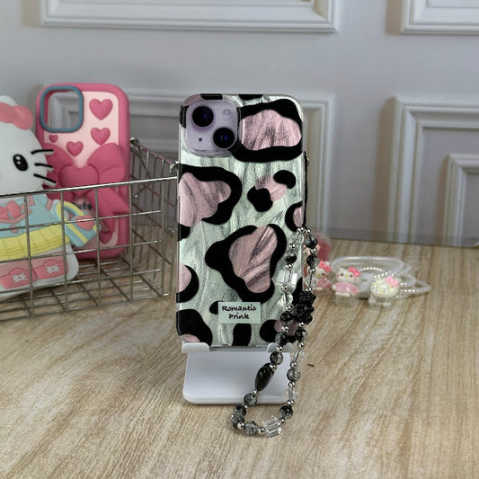 Animal print rosa + strap IPH 13/14