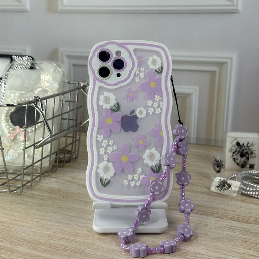Flowers moradas + strap IPH 12 PRO