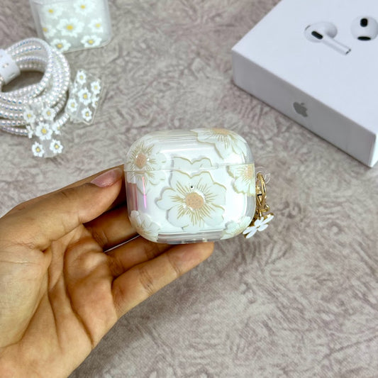 P AirPods serie 3 flores blancas