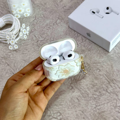 P AirPods serie 3 flores blancas