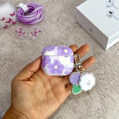 P AirPods serie 1/2 flores moradas