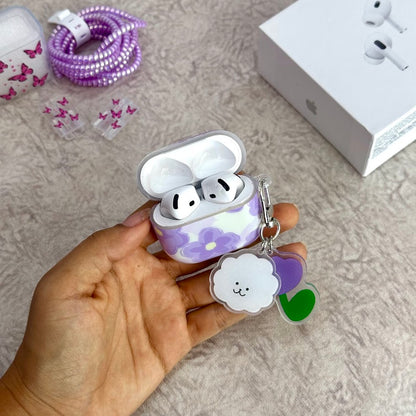 P AirPods serie 1/2 flores moradas
