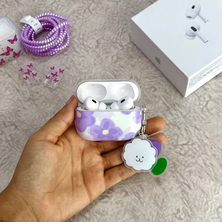 P AirPods Pro2 flores moradas