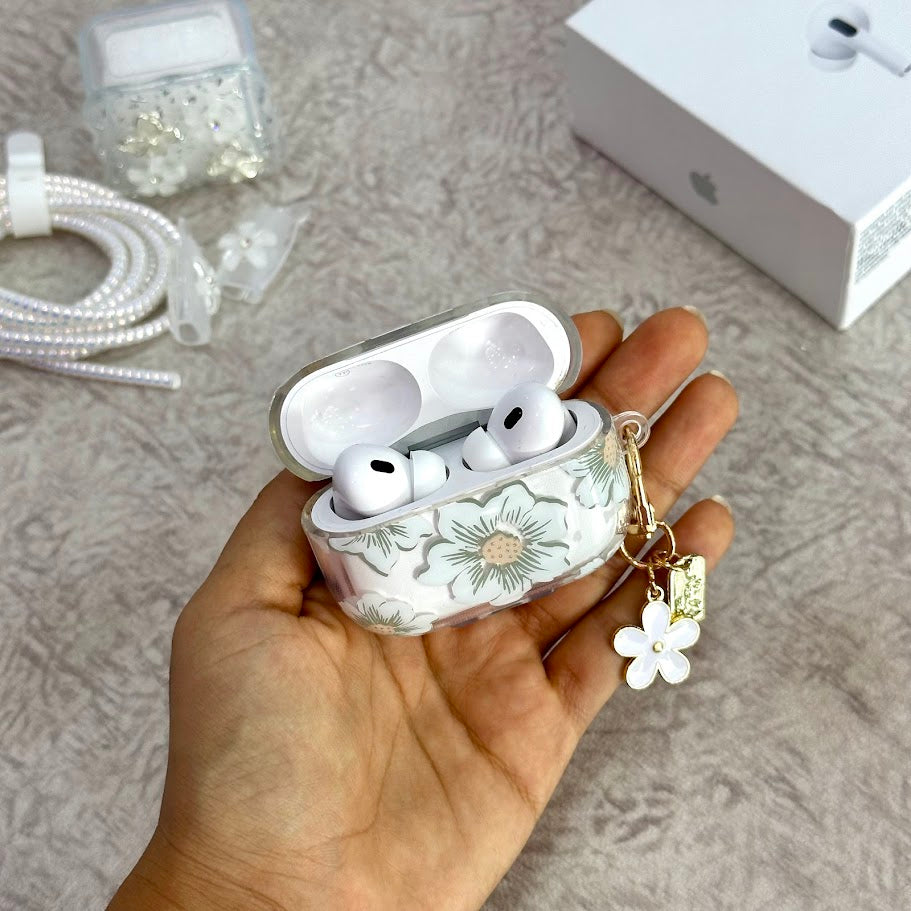 P AirPods Pro2 flores blancas