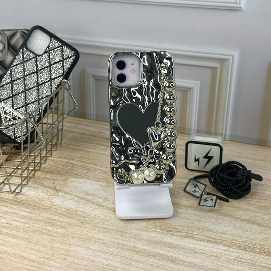 CASE PLATA CORAZON Y STRAP IPH 11