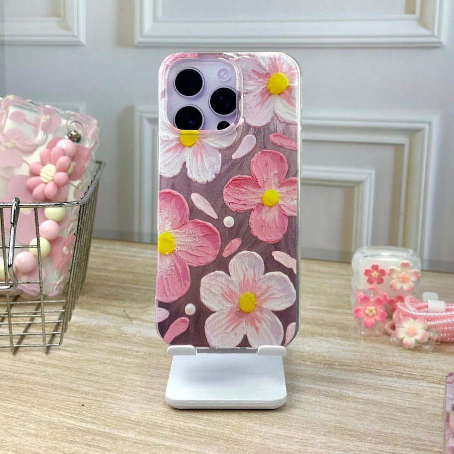 Flores rosa metal IPH 15 PRO MAX