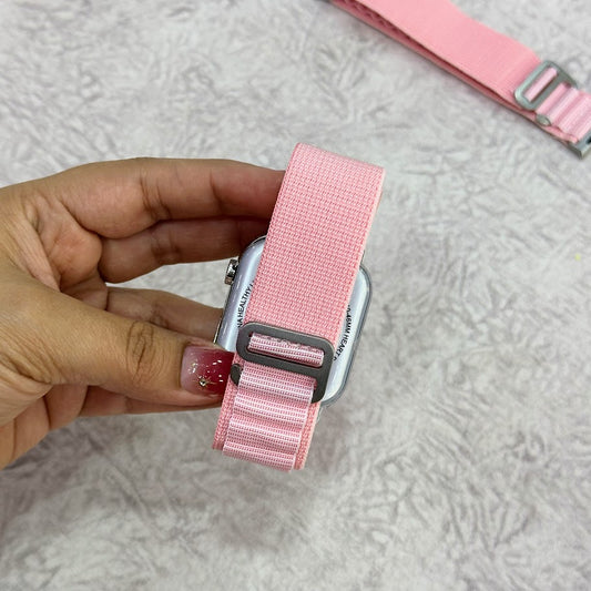 Manillas tejidas con broche rosadas