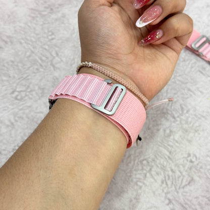 Manillas tejidas con broche rosadas
