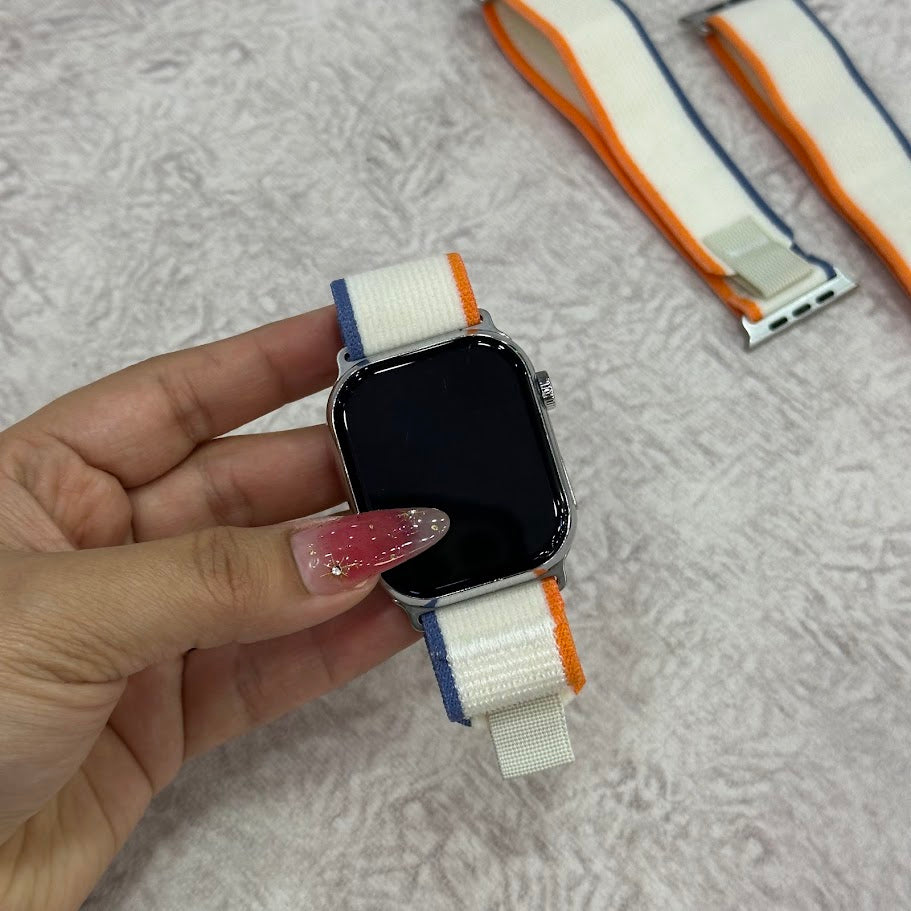 Manillas tejidas naranja y azul
