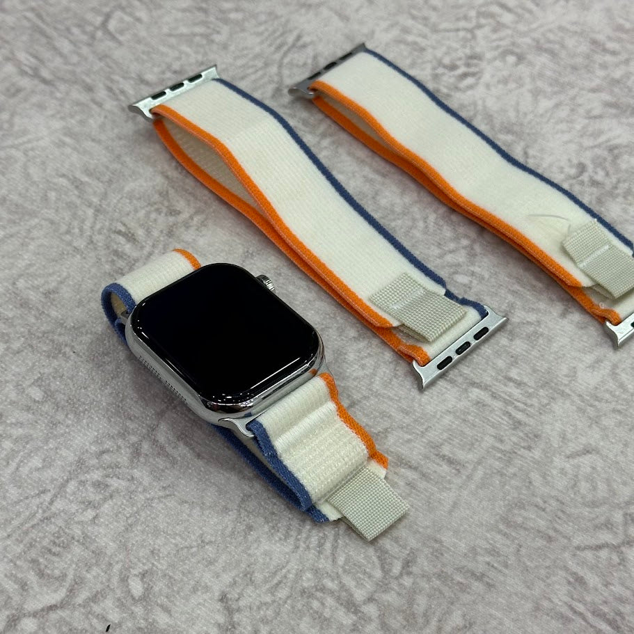 Manillas tejidas naranja y azul