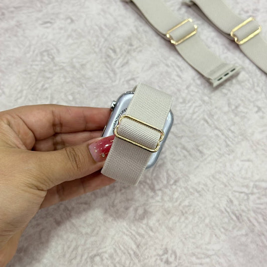 Manillas tejidas beige