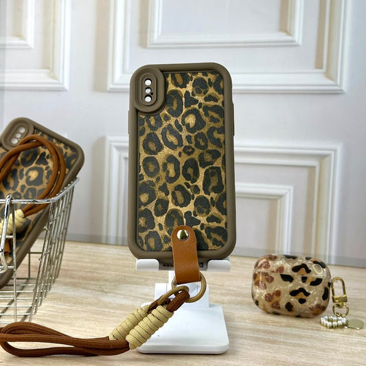 Animal print+strap iphXs max