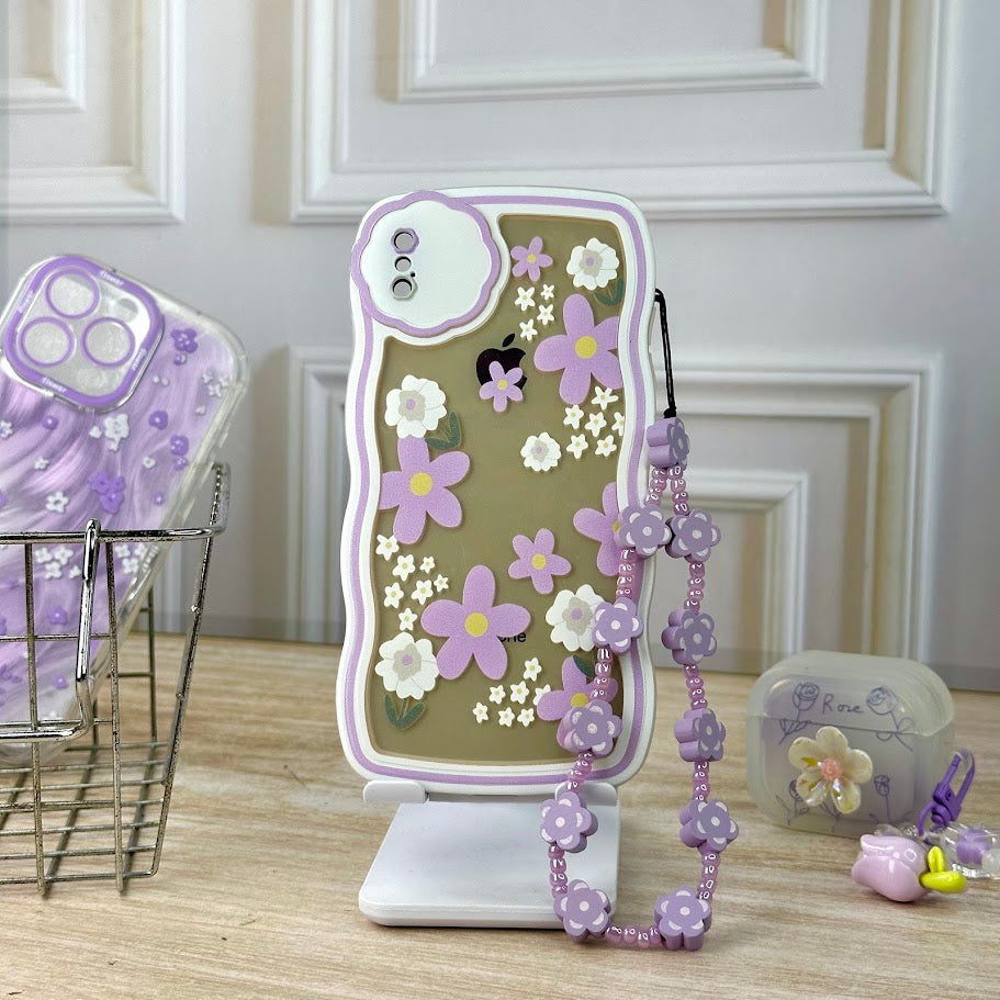 Flowers moradas + strap IPH X/XS