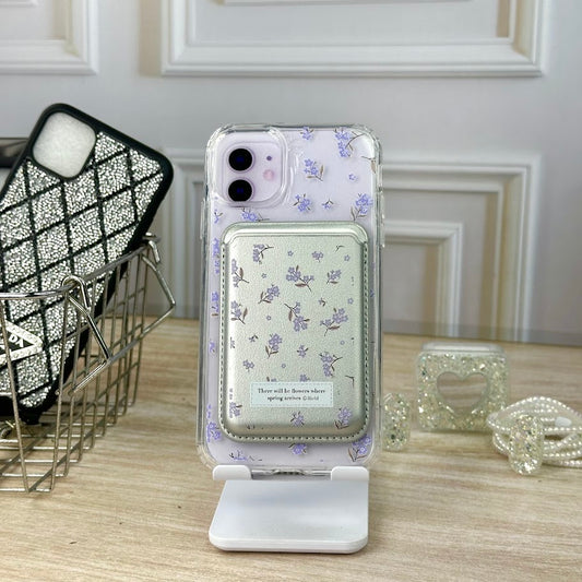 Combo wallet flores lila IPH 12