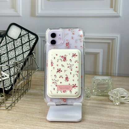 Combo wallet flores rosa IPH 12