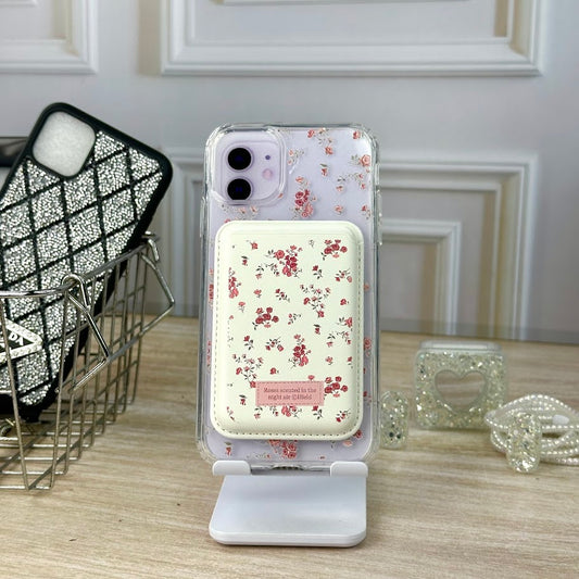 Combo wallet flores rosa IPH 12
