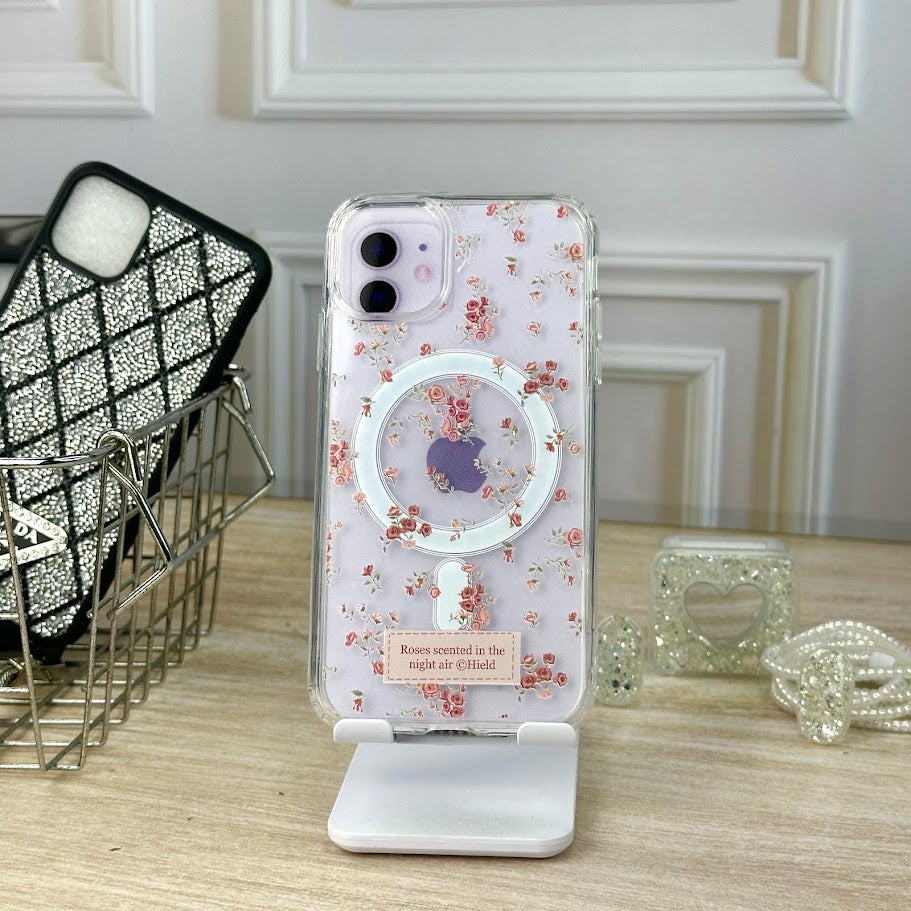 Combo wallet flores rosa IPH 12