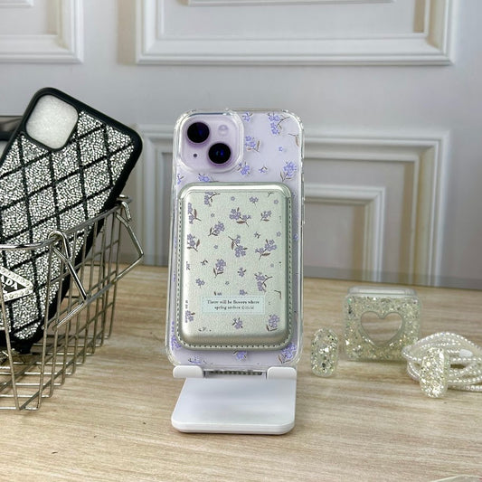Combo wallet flores lila IPH 15