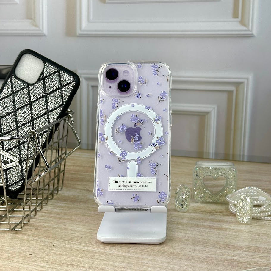 COMBO WALLET FLORES LILA IPH 14/15 PLUS