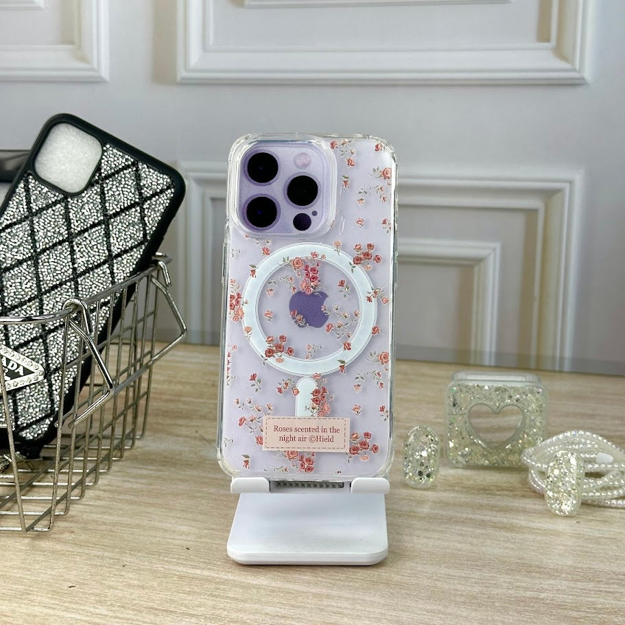 Combo wallet flores rosa IPH 15 PRO